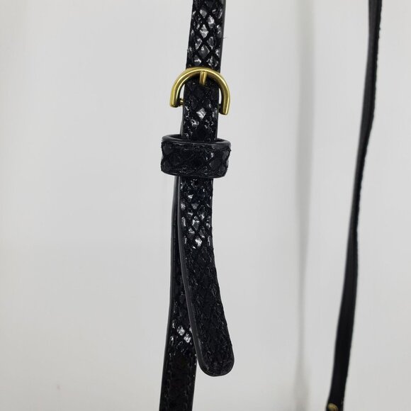 Coach Ashley Black Leather Snake Embossed Accent Gold Hardware Shoulder Purse - Picture 3 of 12